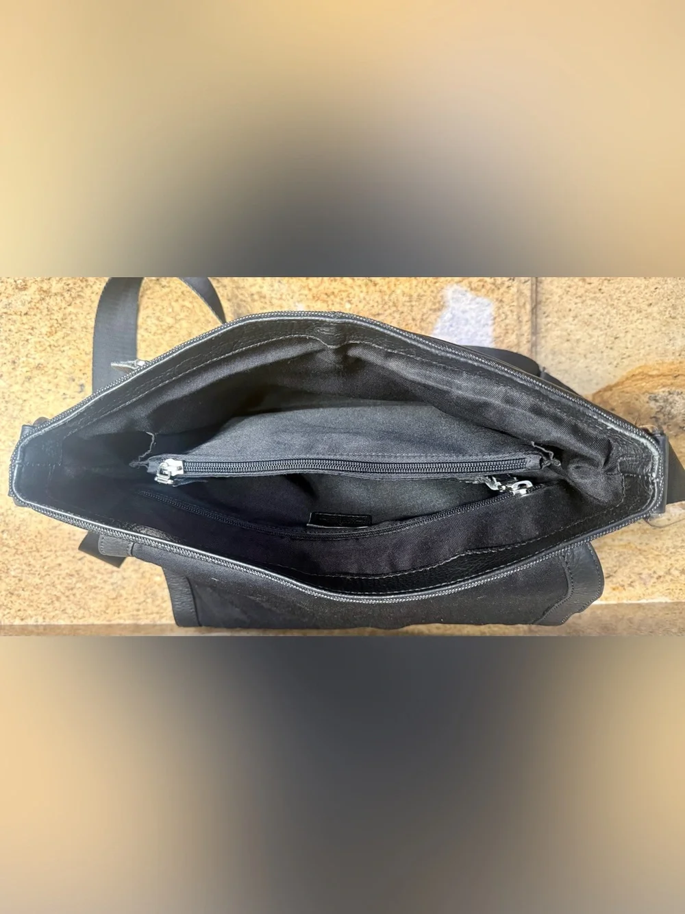Emanuel Genuine Leather Messenger Bag Black Crossbody Laptop Travel Hand Made